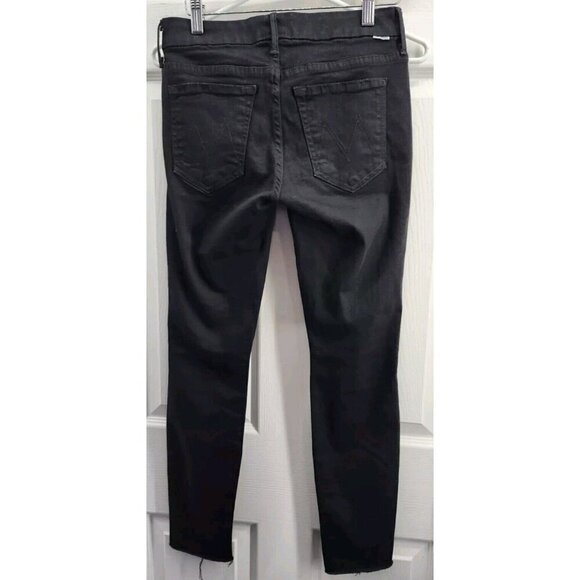 Mother Jeans Women 26 Black Distressed Skinny Looker Ankle Fray Guilty As Sin - Picture 2 of 9